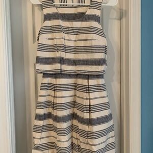 Madewell Navy and Cream Linen Striped dress
